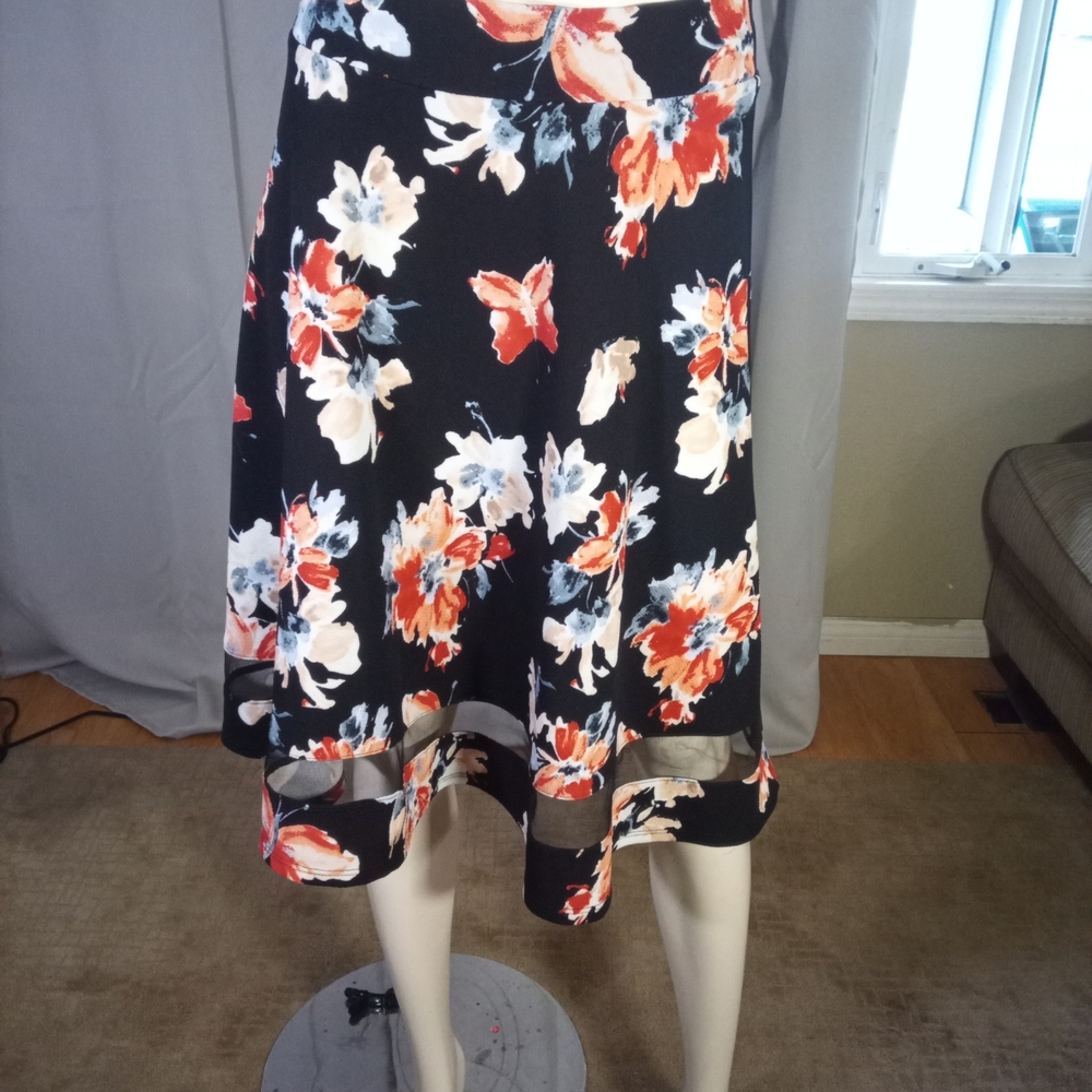 Faith and Joy Orange Pink Midi Skirt